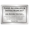Food Allergy and Intolerances Safety Sign Notice Allergen A4 Brushed