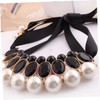 COHEALI Elegant Black Ribbon Necklace for Women Big Imitation Acrylic