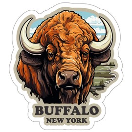Buffalo New York Sticker Travel Weatherproof Souvenir Decal Vinyl Small Waterproof for Water Bottle Mug Passport Notebook Laptop Computer Phone Car Stickers Size 4" ID44990