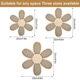 Lunaanda 3pcs Rattan Wooden Daisies Wall Decor,Boho Daisy Wall Decor Wooden Daisy Nursery Decor Special Floral Rattan Wall Art,Boho Daisy Wall Sign Rattan Flower Wooden Wall Decor Daisies Fresh