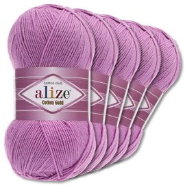 Wohnkult Alize 5 x 100 g Cotton Gold Premium Wool | 39 Colours Summer Wool Yarn Knitting Amigurumi (43 | Purple)