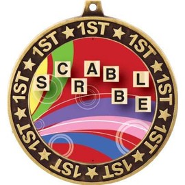 Scrabble 1st Place Perimeter Medal Gold, 2.75" Scrabble Board Games Prizes, Kids Scrabble Trophy Medal Awards 20 Pack Prime