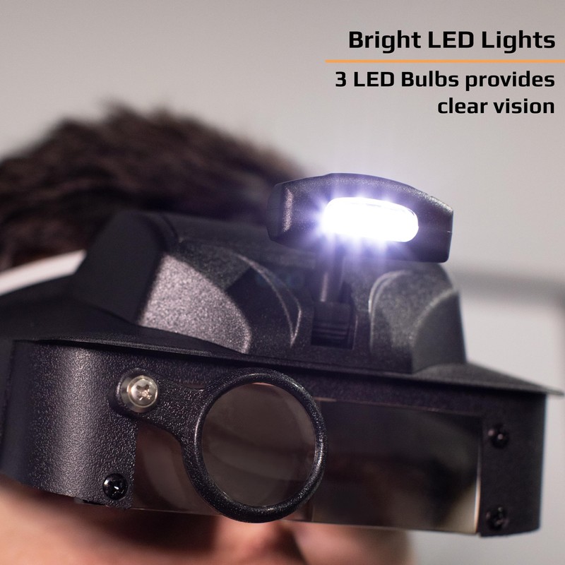 Carson LumiVisor Head Magnifier - Black Head Visor with LED