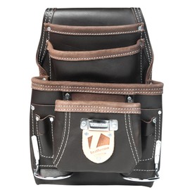 Heavy-Duty Full Grain Leather Tool Belt for Electricians – Multi-Pouch Construction Work Gear with Key Clip, Durable Carpenter Utility Belt for Men (Style 1, Standard)