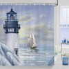 Jipusai Nautical Lighthouse Shower Curtain, Beach Ocean Coastal Shower Curtains