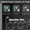DIYMAG 3Pcs Acrylic Magnetic Dry Erase Calendar for Fridge, Clear
