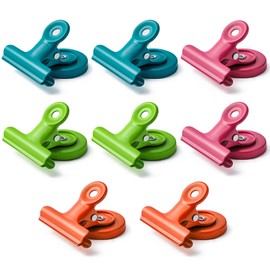 Mi Metty Magnetic Clips, Metal Clips, Refrigerator Whiteboard Wall Magnetic Memo Note Clip,Colored Magnetic Metal Clips for Clipping Photos,Pictures. (Multicolor, 8 Pack)