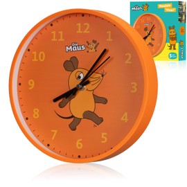 Bresser DieMaus Children's Wall Clock - Learning Clock for Children's Room with Colourful Design and Quiet Movement