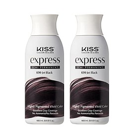 Kiss Express Semi-Permanent Hair Color 100mL (3.5 US fl.oz) (2 Count, Jet Black)