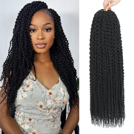 22 Inch Curly Senegalese Twist Crochet Hair For Black Women - 7 Packs, 20 Strands/Pack Small Twist Crochet Braids Hair with straight Ends,Synthetic Crochet Braids(1B,22 Inch(Pack of 7))
