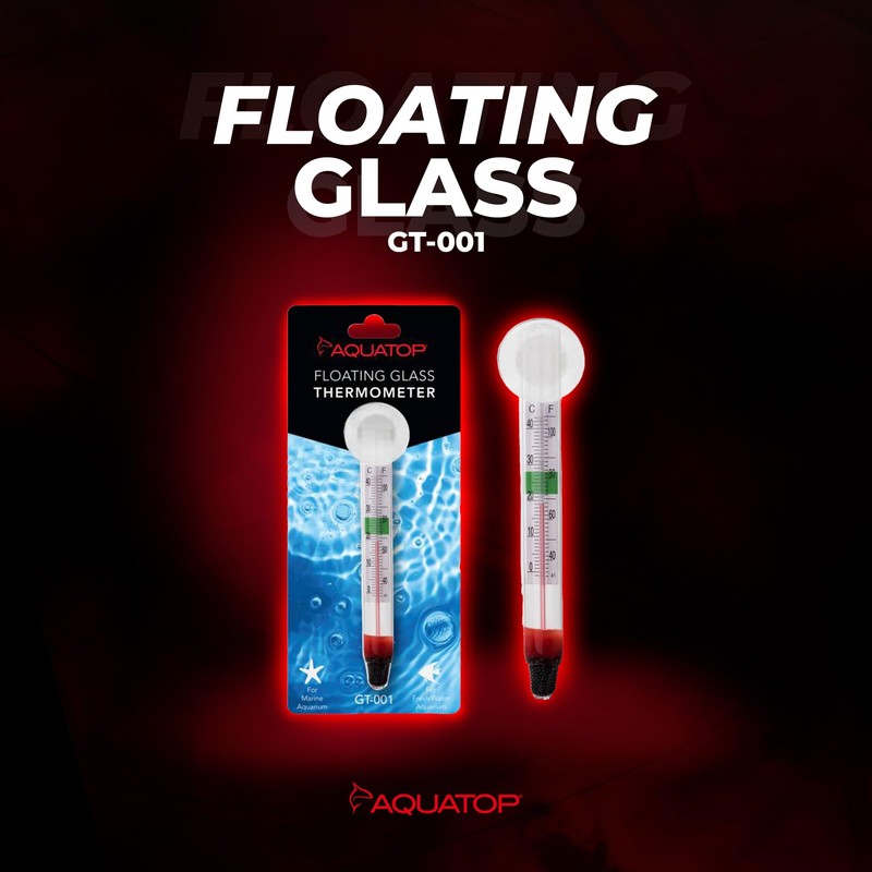 Aquatop Floating Glass Aquarium Thermometer with Suction Cup – Safe