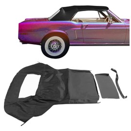 Kojem Convertible Soft Top Compatible with 1983-1993 Ford Mustang Soft Roof w/ Plastic Window (Black)