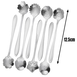 JYJLLM Brand 8 Rose Shaped Coffee Dessert Spoons Tea Tea Spoons teaspoons Set of teaspoons Set of 8 Coffee Coffee Spoon Spoons Spoons Cutlery Tea Spoons 8 Stainless Steel (Silvery)