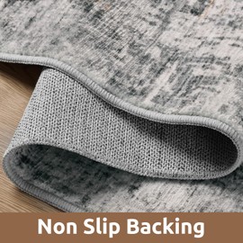 4 x 6 Area Rugs for Living Room, Machine Washable Non Slip Rug Ultra Soft Low Pile Indoor Carpet Modern Abstract Rugs for Bedroom Office Room Dining Room Beside, Grey