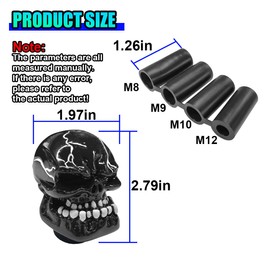 UHANBUT Skull Car Gear Shift Knob, Resin Automotive Transmissions Shifting Lever Handle, Big Tooth Skull Vehicle Gear Stick Shifter Knob Compatible with Most Manual Automatic Car SUV Truck (Black)