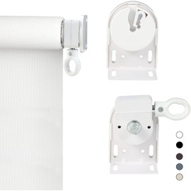 Lihopefe Roller Blind Accessory Set, Universal Replacement Mounting Brackets of Exterior Sun Shades Outdoor/Indoor Roller up Blinds(Cordless Bracket, White)
