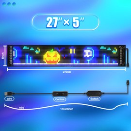 Advertising Display Scrolling LED Sign, 27inx5in LED Display, Bluetooth Control Program, Self-Programmable Design, Used For Interior Decoratio