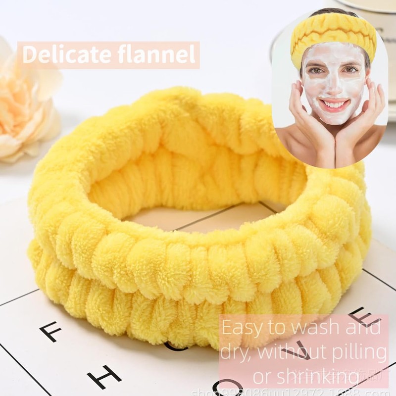 Awenbin Elastic Spa Headband & Wristband Set（Dahlia yellow）, Reusable, Used