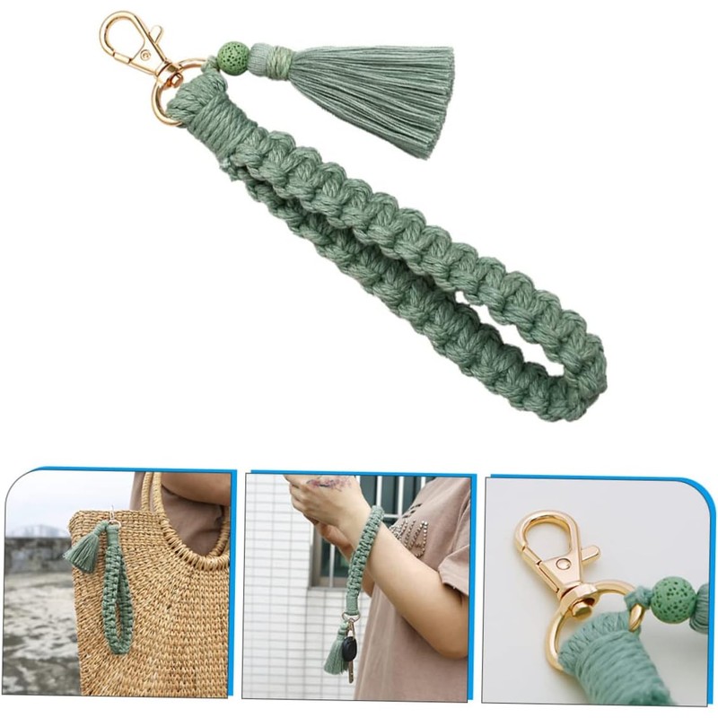 Llaveros De Macramé Para Mujer Pulsera De Muñeca Con Accesorio