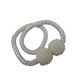GARDINIA Tiebacks for Curtains and Curtains, with Magnet for Easy Attachment, Ball Diameter Approx. 32 mm, Cord Diameter Approx. 8 mm, Magnetic Tie Clip, Flex-V, White, 48 cm