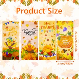 Thanksgiving Treat Bags 50 Pcs Fall Cellophane Bags Maple Leaves Pumpkin Candy Bags with Twist Ties Plastic Autumn Gift Bags Goodie Bag for Fall Harvest Thanksgiving Party Supplies A7GEJTGD