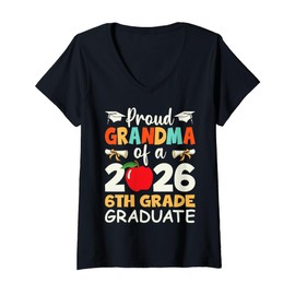 Womens Proud Grandma Of A 2026 6th Grade Graduate Graduation Gifts V-Neck T-Shirt