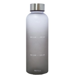 Water Bottle, 16.9 fl oz (0.5 L), Bottle, 16.9 fl oz (500 ml), Time Marker, BPA Free (Drink 2 Liters of Water a Day! Outdoor Sports Bottle, Large Capacity, Gray, 16.9 fl oz (500 ml)