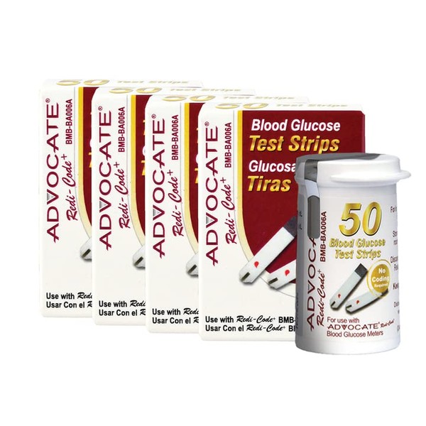 Advocate Test Strips for Diabetes Value Pack | Diabetic Test Strips for Blood Sugar Monitor | at Home Self Glucose Testing (50 Count, Pack of 4)