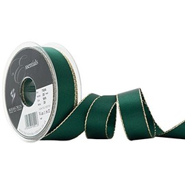 Berisfords Gold Edge Satin Ribbon, Bottle : Forest, 25 mm Width, 20 metre Length