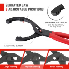 WORKPRO 12" Adjustable Oil Filter Pliers, Wrench Adjustable Oil Filter Removal Tool, Ideal For Engine Filters, Conduit, & Fittings, W114083A