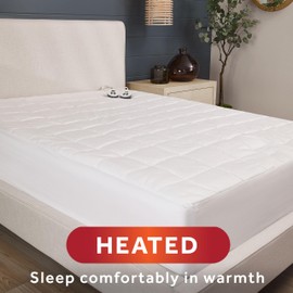 Sunbeam Restful Premium Quilted Heated Mattress Pad - King White