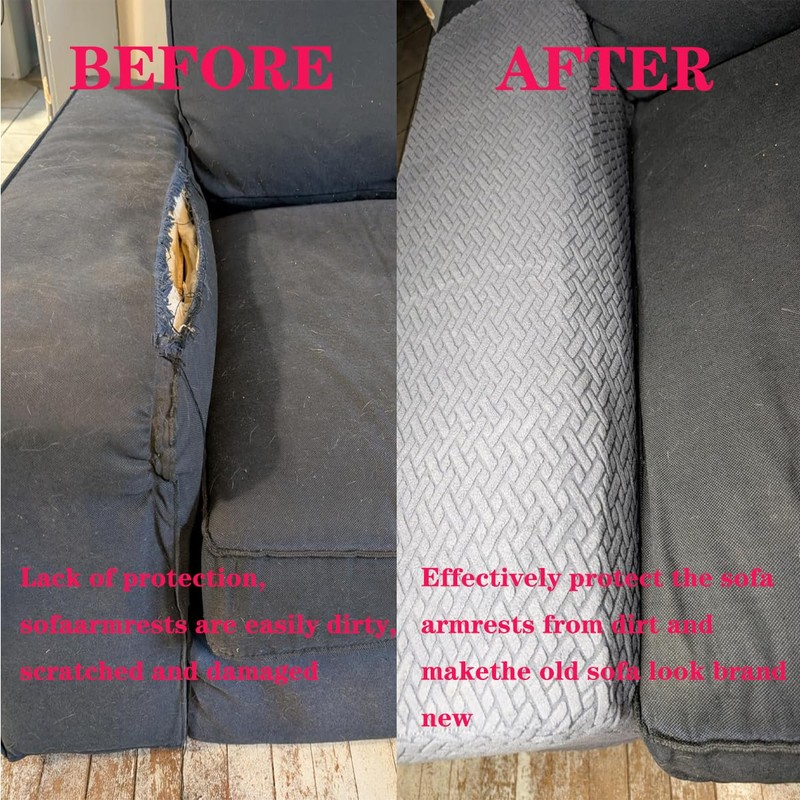 Stretch Armrest Covers,Set of 2 Polyester Fabric Armchair with Twist
