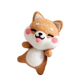 Cool Beans Boutique Wool Felting DIY Kit with Tools – Shiba Inu (Corgi) Dog Silly Smiling (with English Instructions) – Great Starter kit, Smiling Shiba Inu