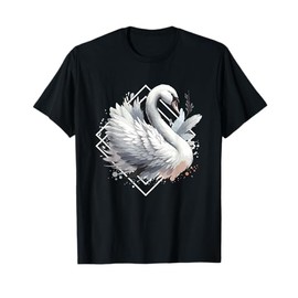 Watercolor Swan Motif T-Shirt