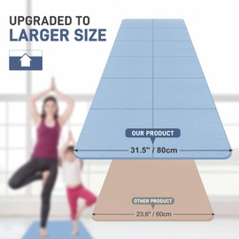 Kanonmaori Foldable Yoga Mat for Travel 72"x 31.5"x 0.31"Inch, 8mm Thick Folding Exercise Mat, Non-slip pilates Mat, Travel Yoga Mat Packable for Workout and Fitness（blue）