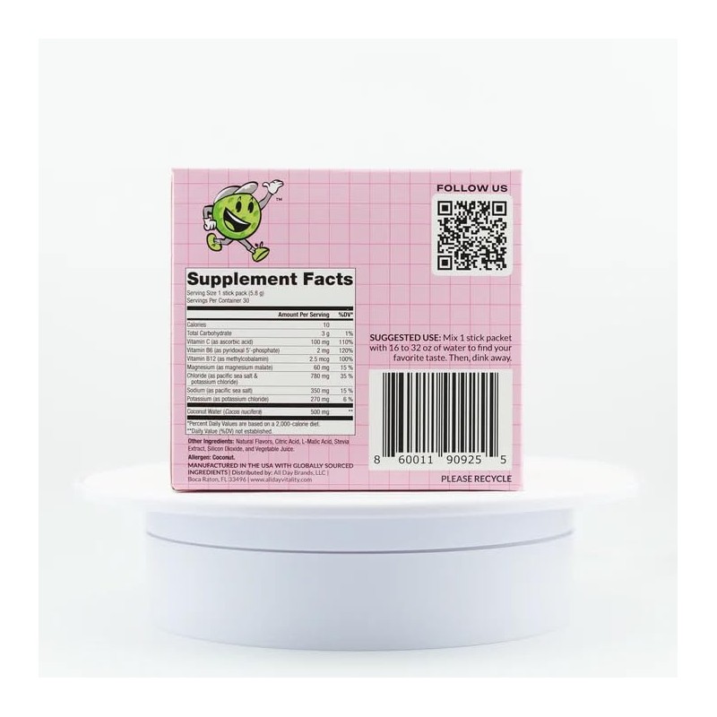 ALL DAY Vitality Pickleball Electrolyte Powder Packets | No Sugar,