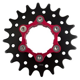 Origin8 Ultim8 Single Speed Cassette Cog w/ 6b Disc Mount, 20t x 3/32", Black/Red
