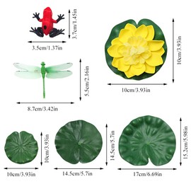 Sixfolo 20 Pcs Artificial Floating Water Lilies,Artificial Lotus Foam Flower Fake Water Lilies with Plastic Dragonfly Frog Lily Pads for Pond Pool Aquarium Water Decor(10cm,15cm,18cm)