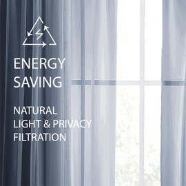 Cathay Home 2 Panels Sheer Rod Pocket Voile Curtains/Drapes/Window Treatment Set for Living Room/Bedroom (59-inch Wide by 63-inch Long, Navy)