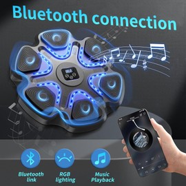 FEIOLA 2025 Music Boxing Machine for Adults，Bluetooth Music Punching Machine with Gloves，LED Boxing Training Machine with Electronic Wall Mounted，9 Modes & 9 Speeds or Home, Office (Black)