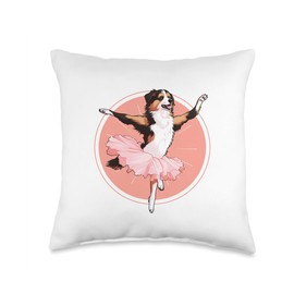 Cute Aussie Gifts Australian Shepherd Ballerina Funny Dog Ballet Throw Pillow, 16x16, Multicolor