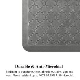 WellnessMats Trellis 3/4" Anti-Fatigue Mat - Comfort & Support - Non-Slip, Non-Toxic - 36"x24"x3/4" Silver Leaf
