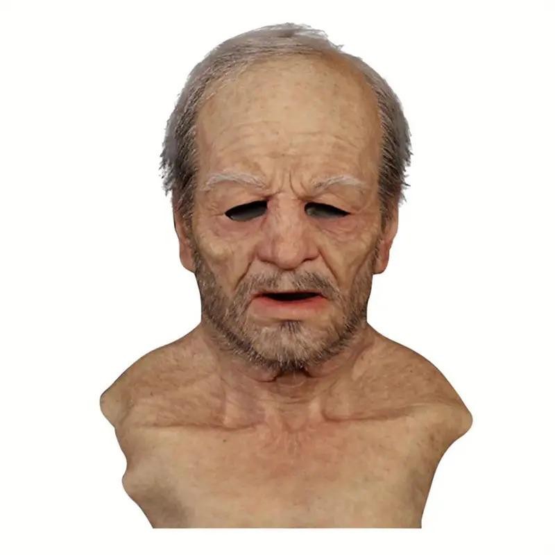 Old Man Mask Realistic/Smoking Old Lady Mask -Latex Headgear Cosplay