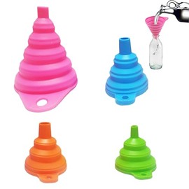SSKHE 4-piece amazing collapsible funnel set, compact, colourful and convenient for all your liquid and dry ingredients, transfer needs