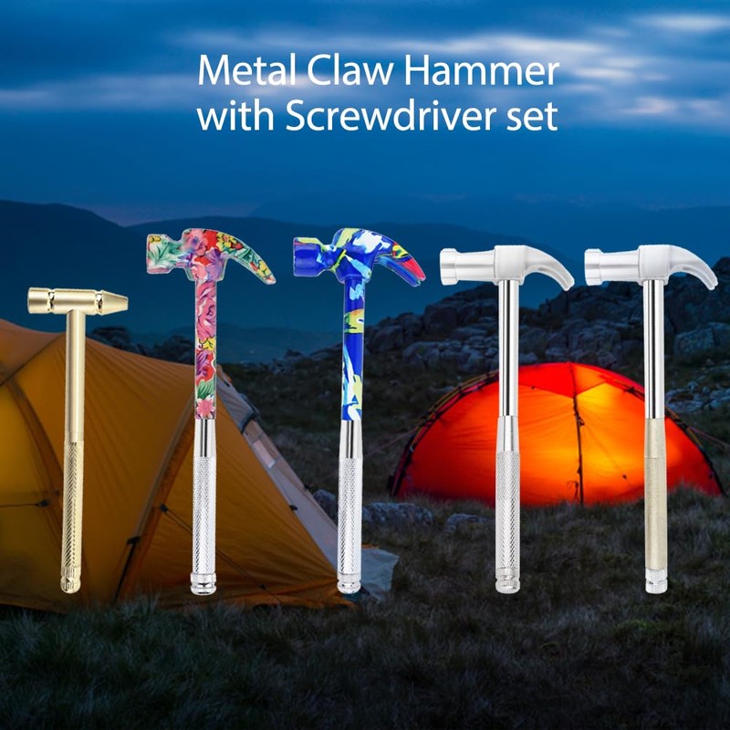 LANDIBO 6-in-1 Multifunctional Metal Flower Hammer & Screwdriver Tool Set,