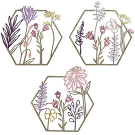 Leseogye 3Pcs Metal Flowers Wall Arts, Metal Flower Wall Decor, Minimalist Floral Hanging Wall Art for Living Room, Bedroom, Bathroom, Kitchen, Housewarming Gifts