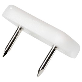 Adsamm® 16 x Plastic Gliders with 2 Nails / White / 18 x 30 mm / Rectangular / Furniture Gliders with Nail / Furniture and Floor Gliders