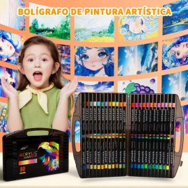 80 Marcadores Acrílicos De Colores Para Niños Y Adultos                                                                                               