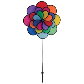 In the Breeze Triple Wheel Flower - Ground Stake Included - Colorful Wind Spinner for your Yard or Garden