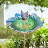 Glass Bird Bath Outdoor Birdbaths Garden Birdfeeder with Metal Stake